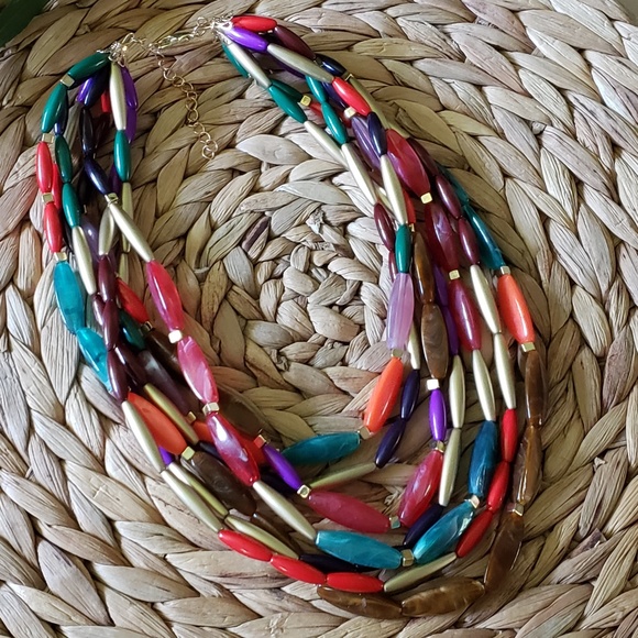 Bohemian Multi-Layer Necklace Set, Statement Necklace, Colourful African Jewelry - Picture 1 of 5